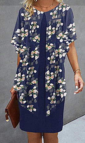 Women's beach dress with floral overlay Ivyshape