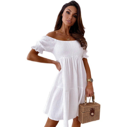Ladies airy summer dress with puff sleeves and casual style Ivyshape