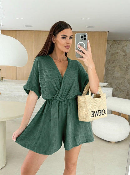 Ladies Wrap Jumpsuit with Elegant V-Neck and Soft Fabric Ivyshape
