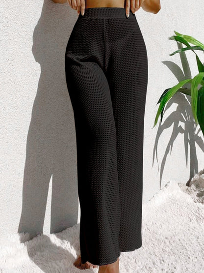 Women's Loose Stretch Overall Pants with Elegant Texture Ivyshape