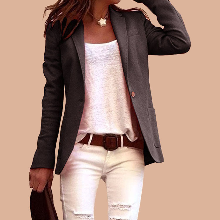 Women's elegant cut blazer with fine texture and modern details Ivyshape