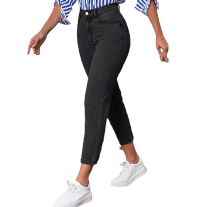 Women's High Waist Ankle Length Denim Jeans Ivyshape
