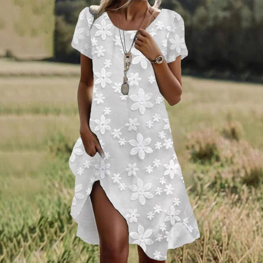 Ladies maxidress with floral embroidery design Ivyshape