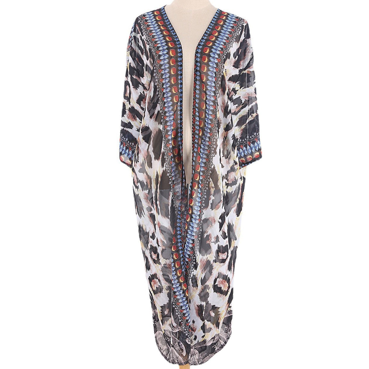 Women's beach kimono with intricate pattern and light transparency Ivyshape