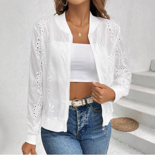 Ladies Embroidered Bomber Jacket Ivyshape