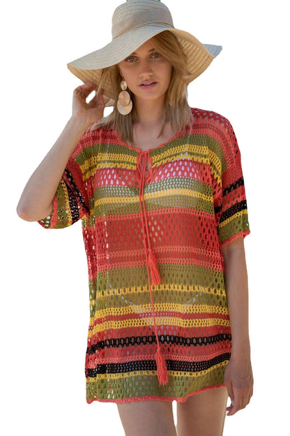 Women’s Casual Crochet Beach Tunic with Fringes Ivyshape