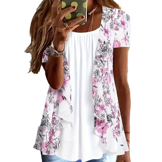 Lightweight women's cardigan with floral print Ivyshape