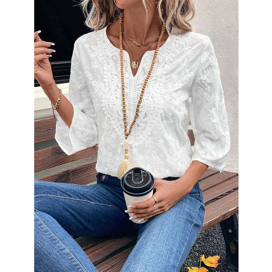 Ladies elegant blouse with lace trim Ivyshape