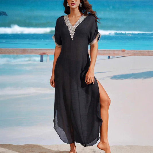 Women’s beach dress with elegant crochet decoration Ivyshape