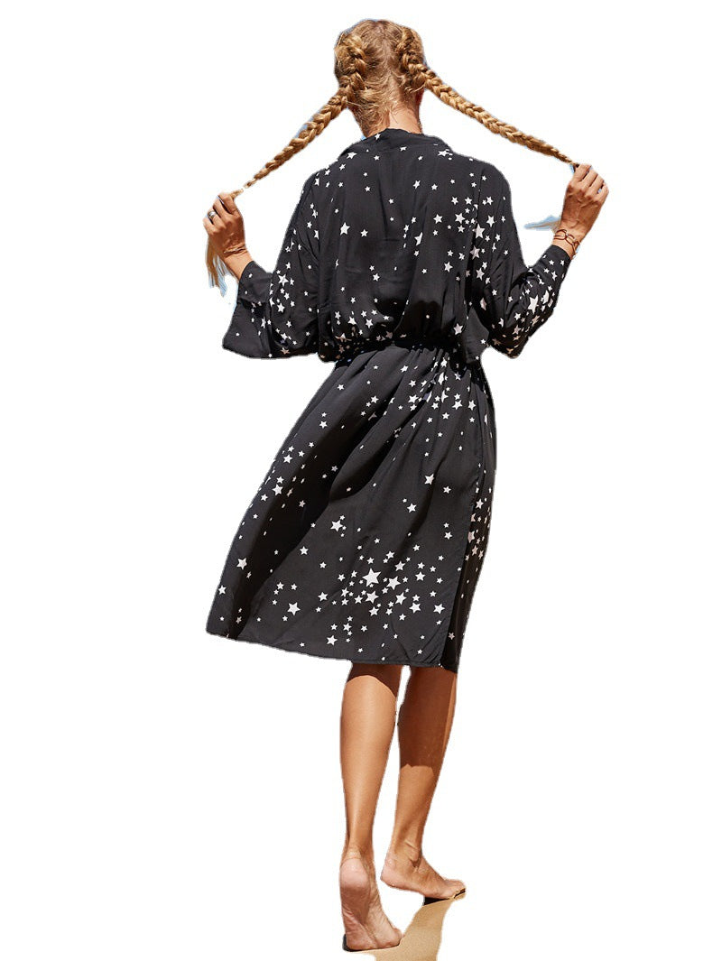 Women's beach kimono with modern stripe design Ivyshape