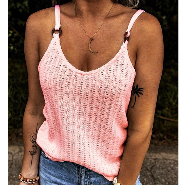 Women's knit texture spagen top Ivyshape