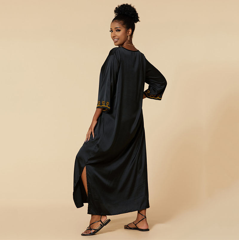Ladies Elegant Kaftan Robe with Artistic Embroidery Ivyshape