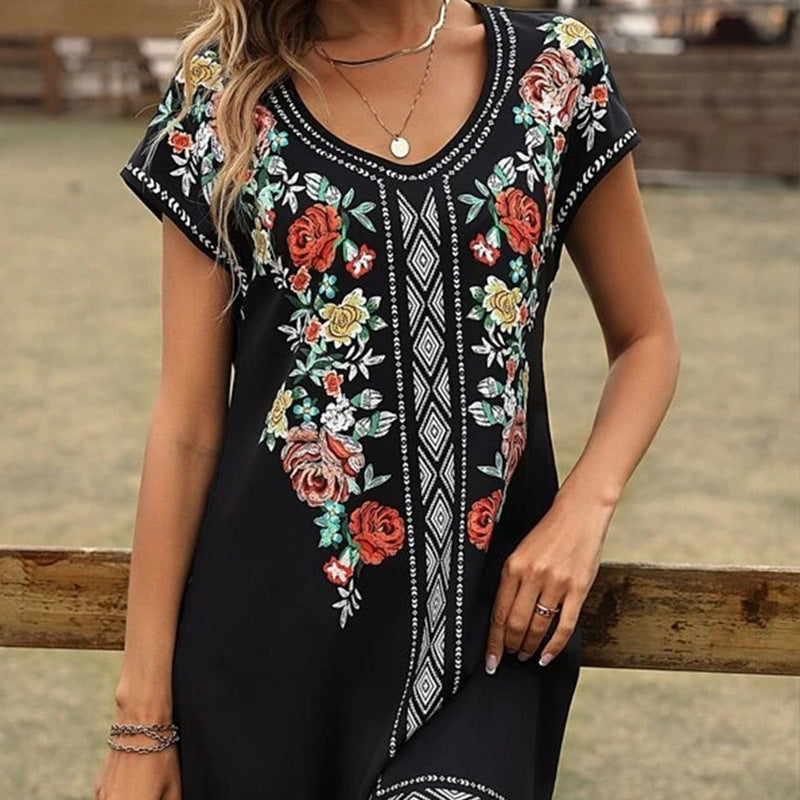 Women's Summer Tunic Dress with Floral Embroidery Ivyshape