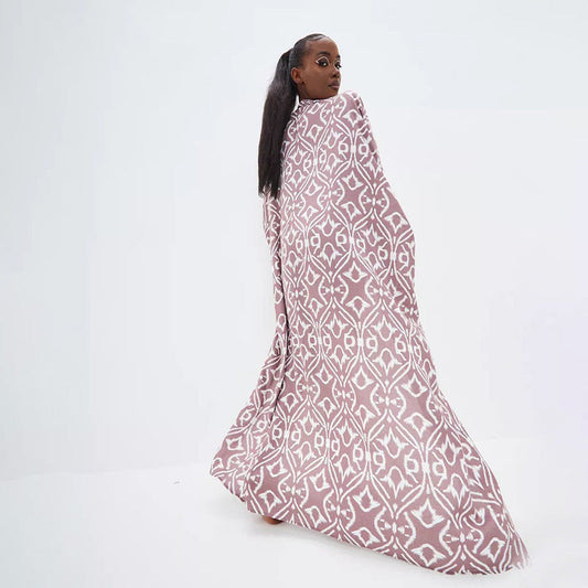 Ladies beach coat with intricate pattern and wide sleeves Ivyshape