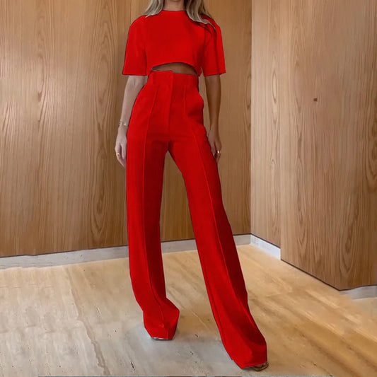 Women's set with cropped top and wide-cut pants Ivyshape
