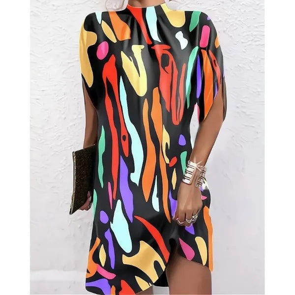 Women Abstract Print Kaftan Dress Ivyshape