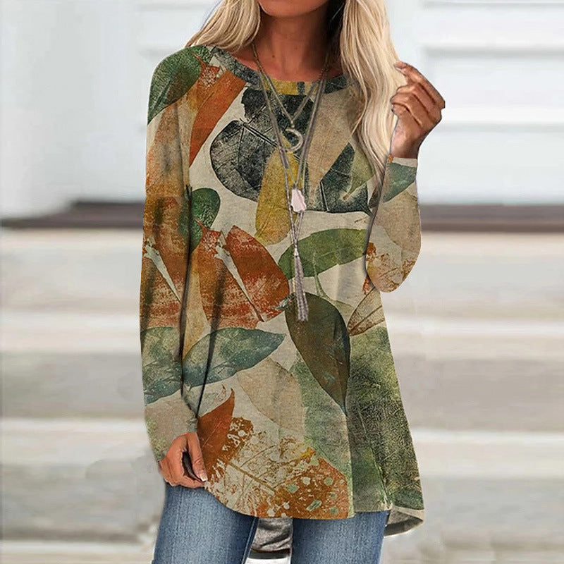 Women's Long Sleeve Tunic with Modern Pattern Ivyshape