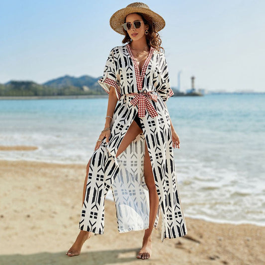 Women's Beach Cover-Up in Modern Graphic Design Ivyshape