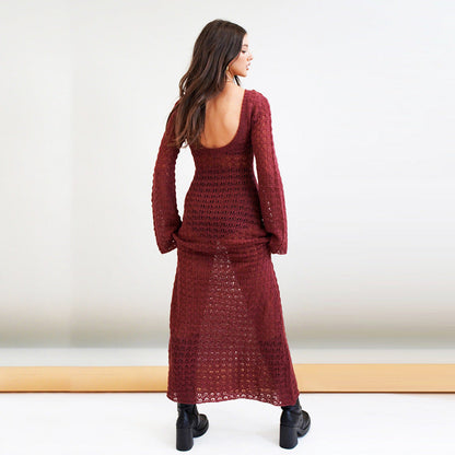Women's knitted dress in feminine crochet pattern Ivyshape