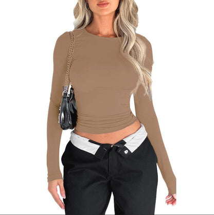 Women's Long Sleeve Shirt with Fitted Cut and Gatherings Ivyshape