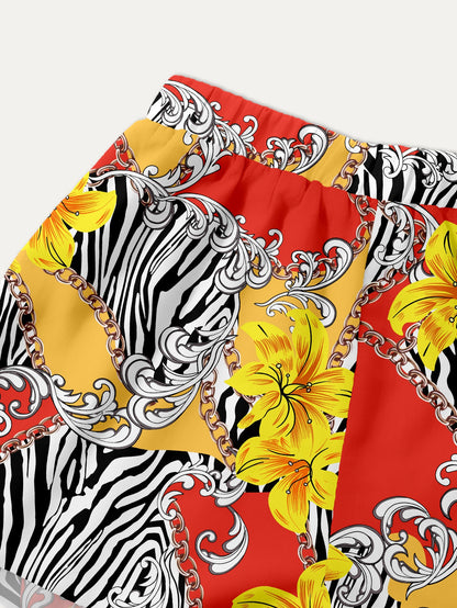 Women's stylish bandeau top and shorts set with colorful graphic design Ivyshape