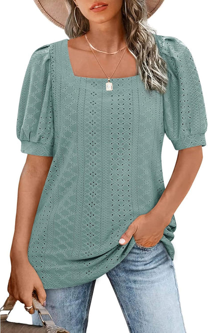 Ladies Elegant Puff Sleeve Blouse Ivyshape