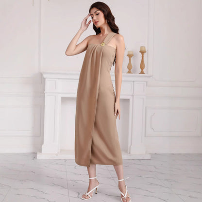 Women Minimalist One-Shoulder Midi Dress Ivyshape