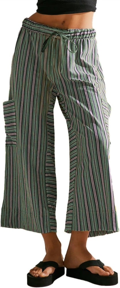 Women's striped wide-leg pants Ivyshape