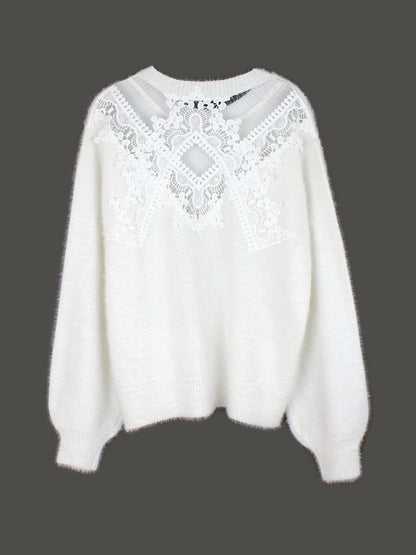 Women's sweater with elegant lace back accent Ivyshape