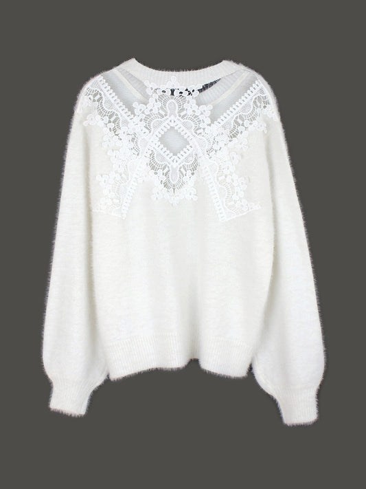 Women's sweater with elegant lace back accent Ivyshape