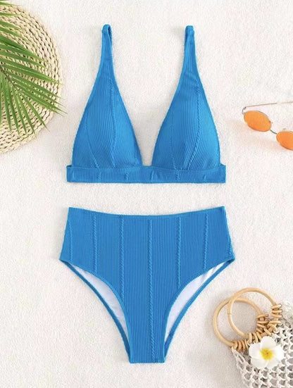 Women's triangle bikini with high-cut briefs and textured design Ivyshape