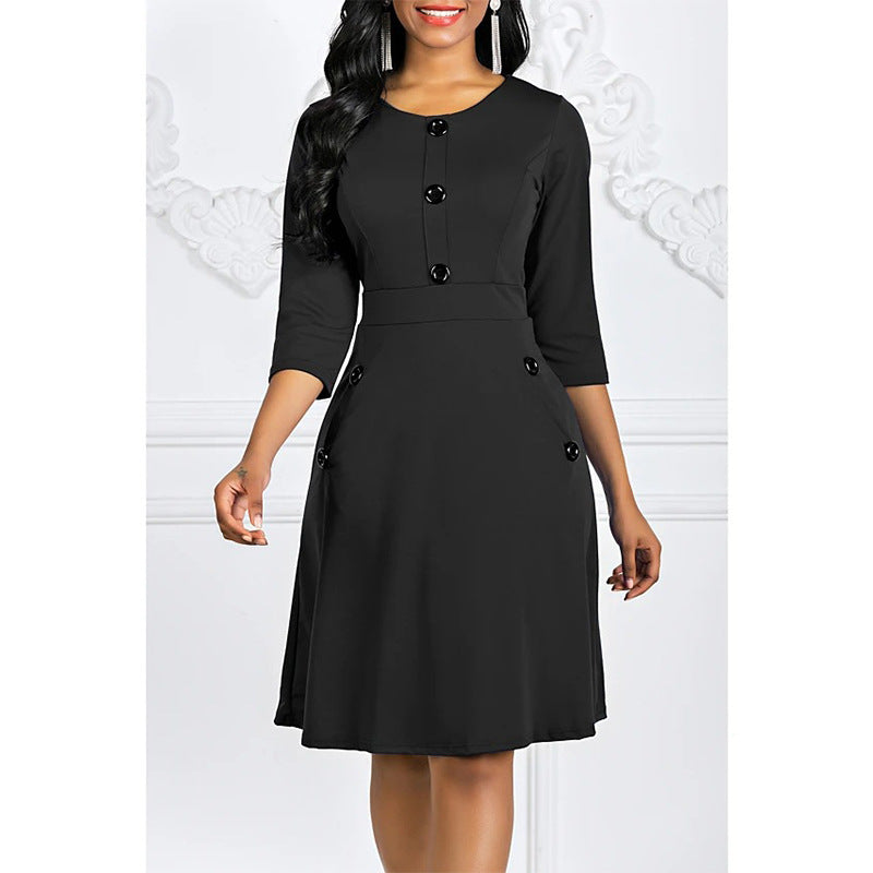 Women’s midi dress with button details and stylish cut Ivyshape