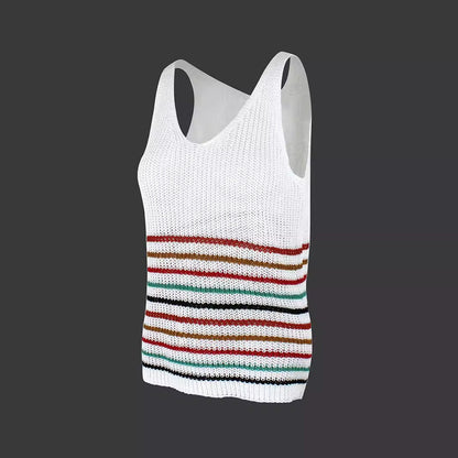 Women’s casual knitted top with colorful striped pattern Ivyshape