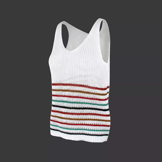 Women’s casual knitted top with colorful striped pattern Ivyshape