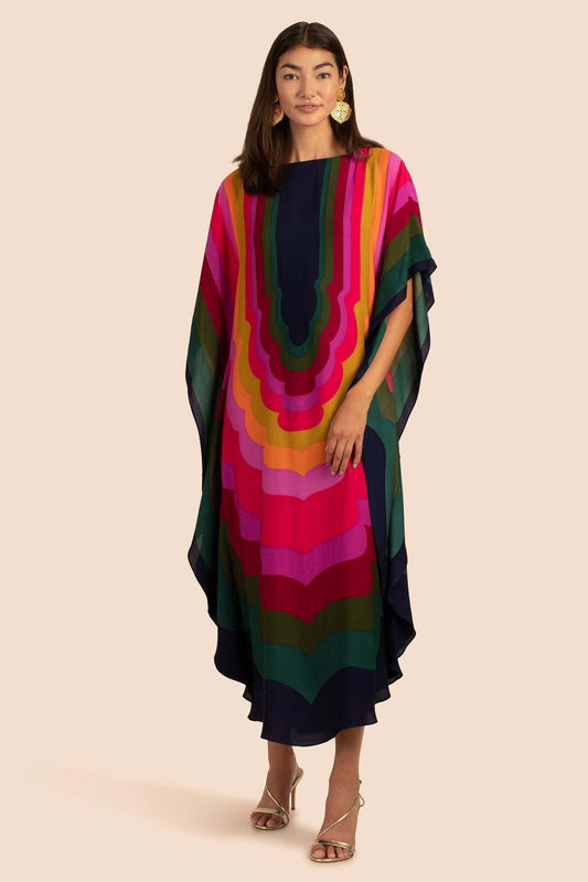 Women's kaftan with modern wave design and wide-cut sleeves Ivyshape