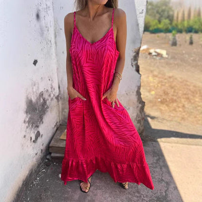 Women's sleeveless maxi dress with animal print Ivyshape