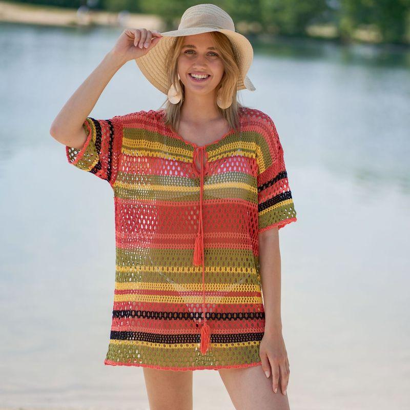 Women’s Casual Crochet Beach Tunic with Fringes Ivyshape