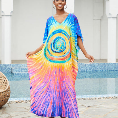 Women’s maxi dress in artistic spiral design Ivyshape