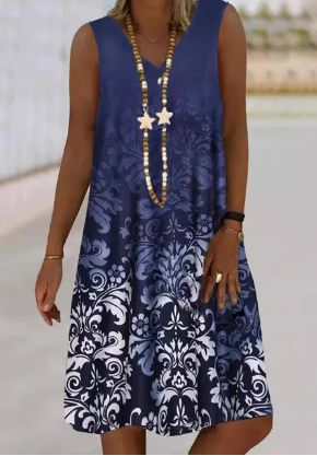 Women's Artificial Print Maxi Tunic Dress Ivyshape