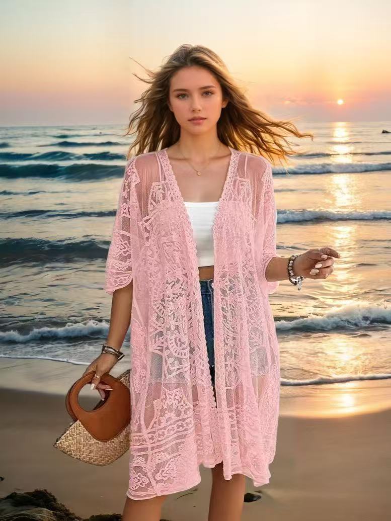 Women's Airy Lace Kimono Jacket Ivyshape