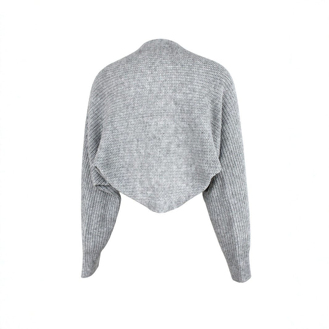 Ladies knitted dress with open shoulder design and loose fit Ivyshape
