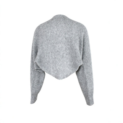 Ladies knitted dress with open shoulder design and loose fit Ivyshape