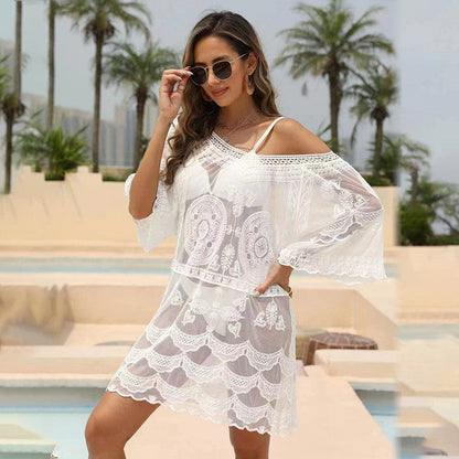 Women's airy crochet beach cover-up with ornate details Ivyshape