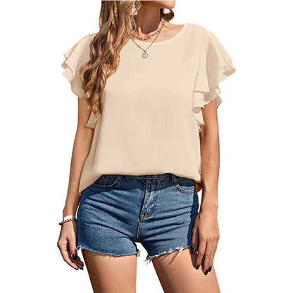 Ladies Romantic Ruffle Blouse with Light Cut Ivyshape
