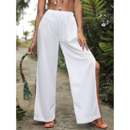 Women's airy beach pants with side slits and elastic waistband Ivyshape