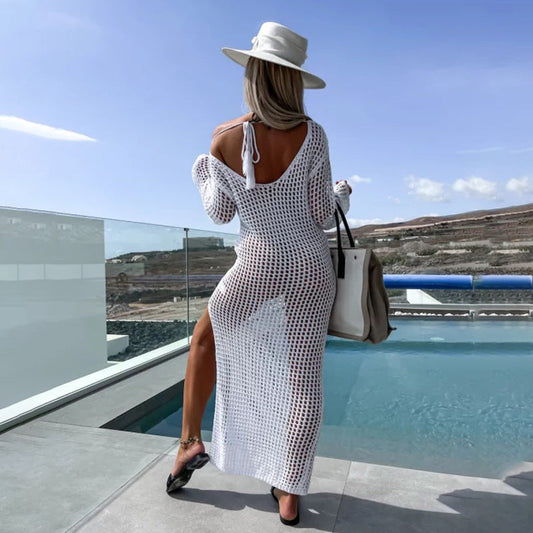 Women's knitted mesh dress with elegant cut and trendy design Ivyshape