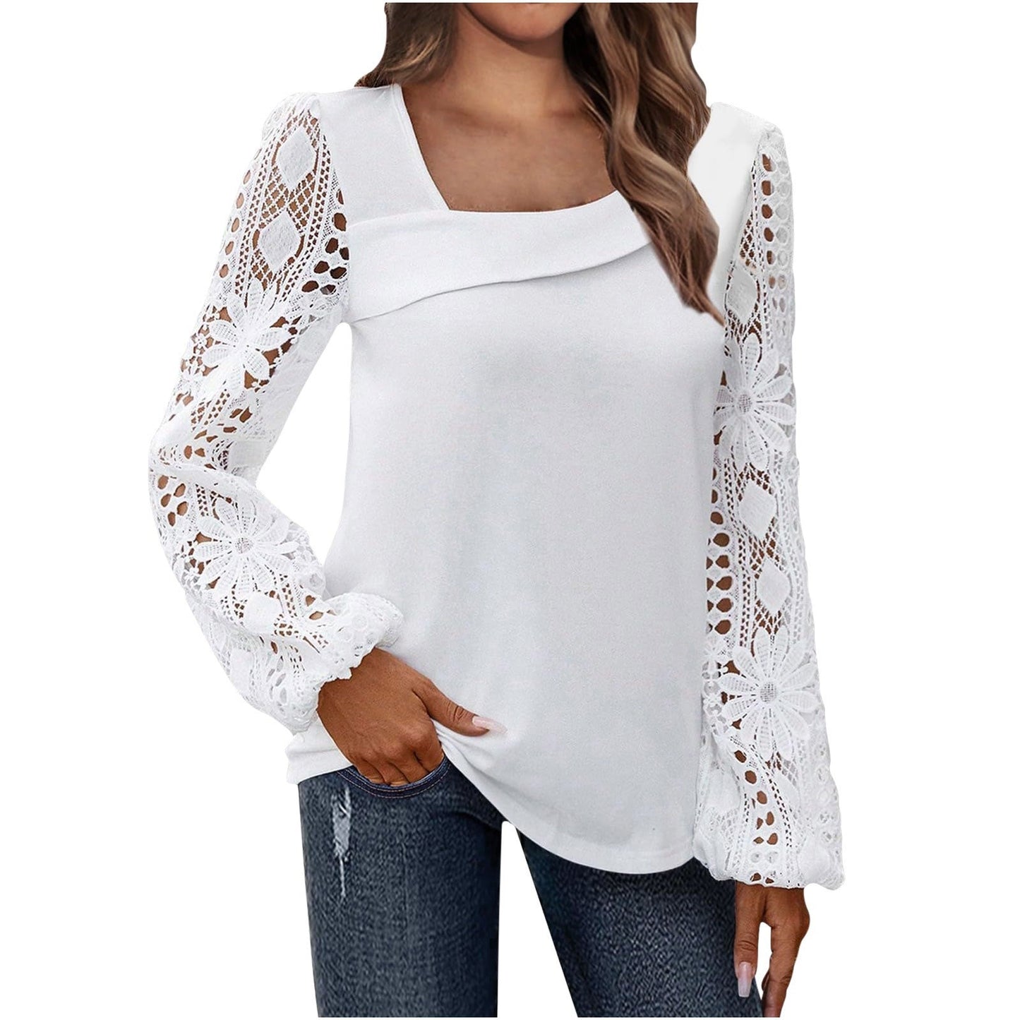 Ladies Lace Sleeve Blouse Ivyshape