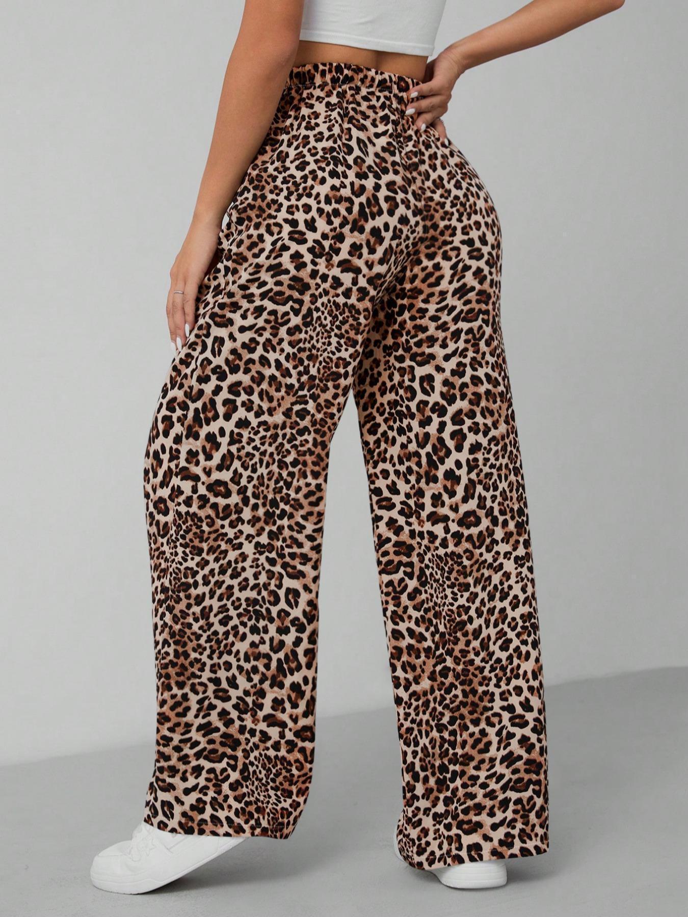 Women's Relaxed Fit Leopard Print Palazzo Pants Ivyshape