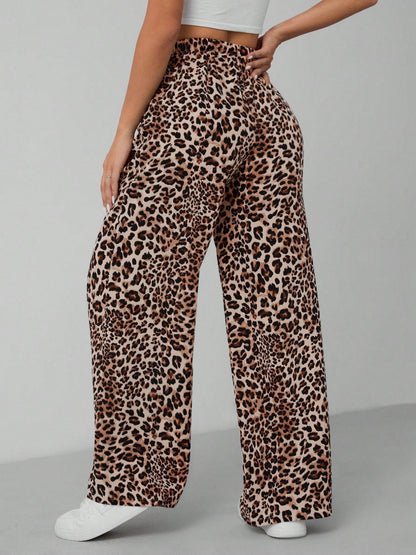Women's Relaxed Fit Leopard Print Palazzo Pants Ivyshape