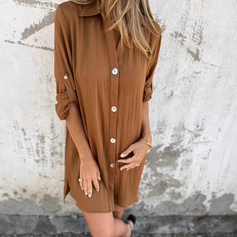 Women's Chic Button Closure Shirt Dress Ivyshape